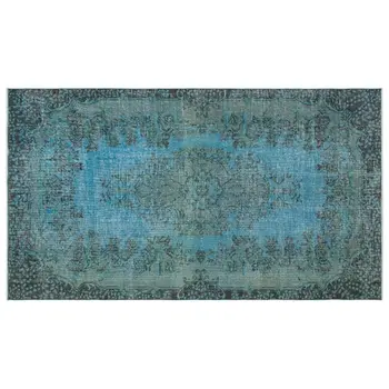 

Handmade Turquoise Vintage Overdyed Turkish Area Rug 164x288 Cm-5'5''X9'5''
