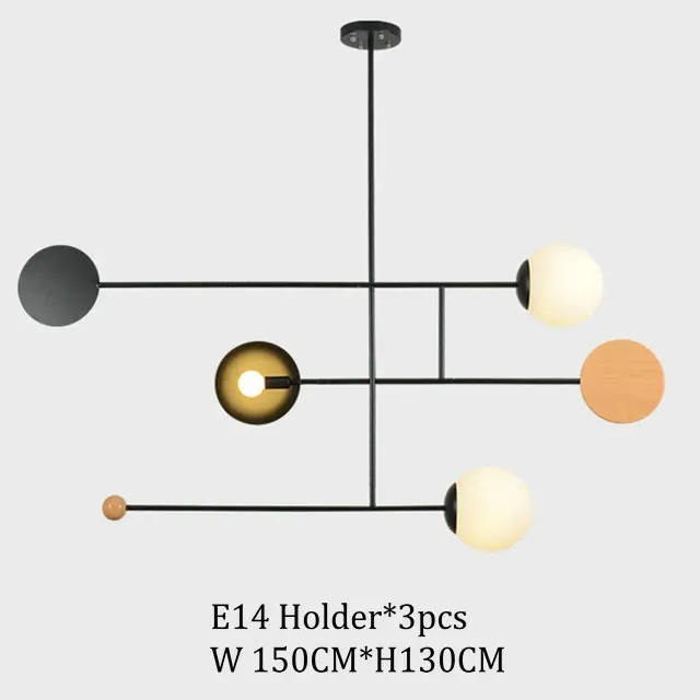 Современная Деревянная люстра Подвесная лампа шар стеклянный абажур Деревенский металлический светильник для гостиной ресторана спальни светодиодный черный подвесной светильник - Цвет абажура: 3 Lights Chandelier