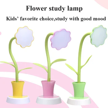 

Indoor Lighting Flower desk lamp pen holder table lamp adjustable angle 360° soft body kids study lamps eye-care night lights