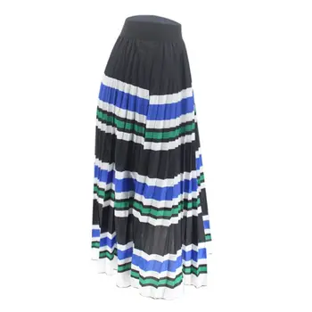 

Women Striped Pleated Skirt Summer High Waist Chiffon Skirt Fashion Loose Mid-length Skirts Womens Velvet Skirt Skirts