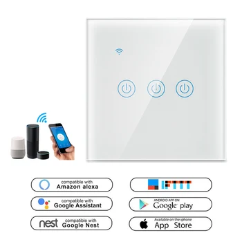 

EU Touch Wifi Light Switch 1 2 3 Gang 1 Way Smart Switch Wireless White Black Golden Color With Smart Module No Hub Required