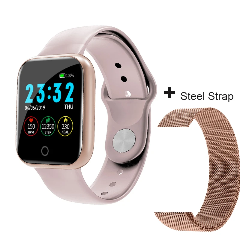 pink add strap Iwo 13 lite i5 Смарт часы IP67 водонепроницаемый серии 4 Спорт сердечного ритма Smartwatch для iphone 6 7 8X11 samsung Android vs iwo 8 - Цвет: pink add strap