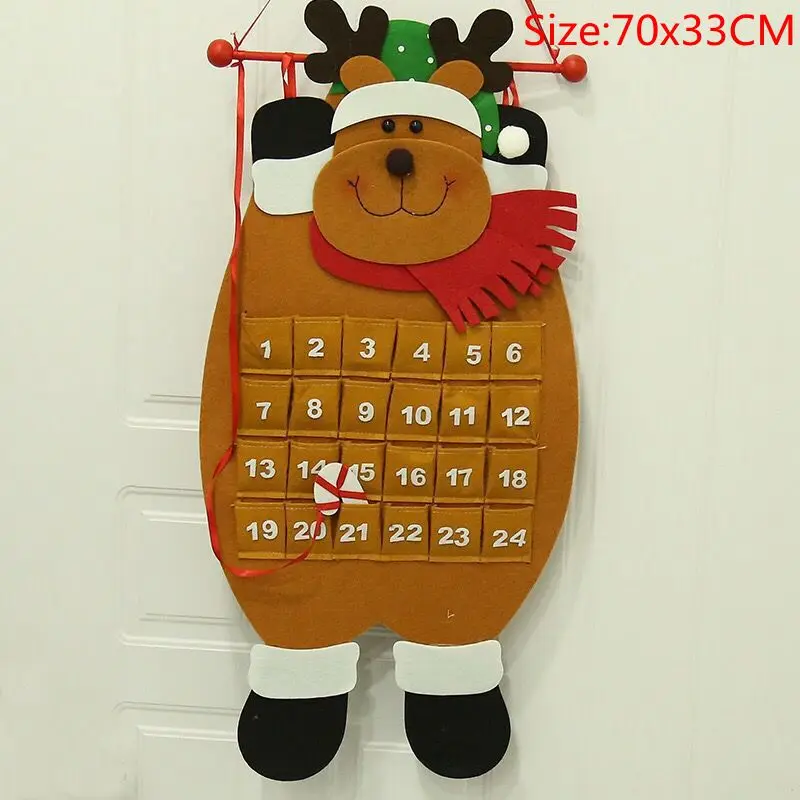 Elk 1pcs Рождественский календарь, подвесной, фетровый, Рождественский календарь с обратным отсчетом, рождественские украшения для дома, счастливый год, декор - Цвет: Elk 1pcs