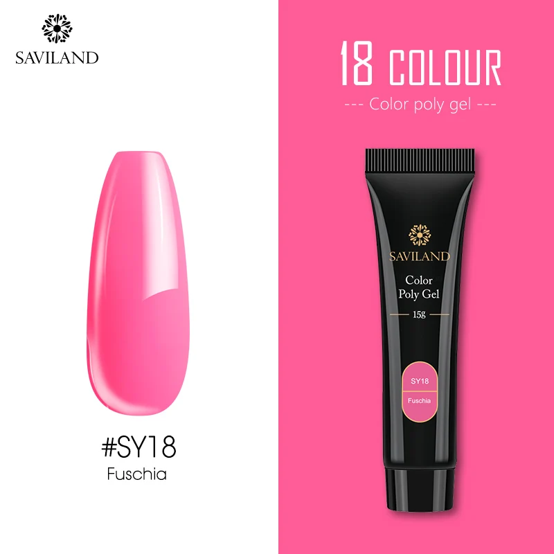 15ml SY18 SAVILAND цветной полигель для наращивания пальцев 24 Цвета УФ-гель для быстрого наращивания 30 г/15 г полигель-лак для ногтей Твердый Гель-лак для ногтей - Цвет: 15ml SY18