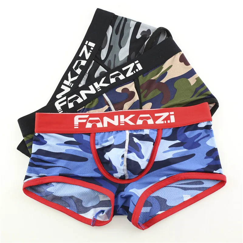 

3PCS/Lot Boxers Sexy Men Underwear Camouflage U Pouch Trunk Underpants Low Waist Fashion Boxer Breathable Shorts Underwear