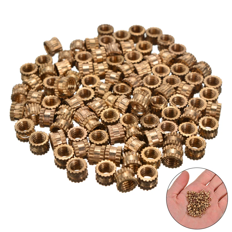 

100Pcs 4.2mm M3x3mm Metal Thread Injection Molding Knurl Insert Nut Nutsert Round Shape OD 4.2mm
