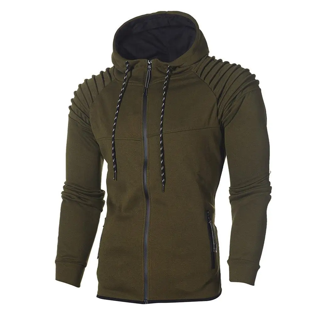 Mens Hooded Sweatshirts Casual Solid Color Long Sleeve Jacket Coat Male Zipper Sportwear Hoodies Jersey Trendy Youth Streetwear