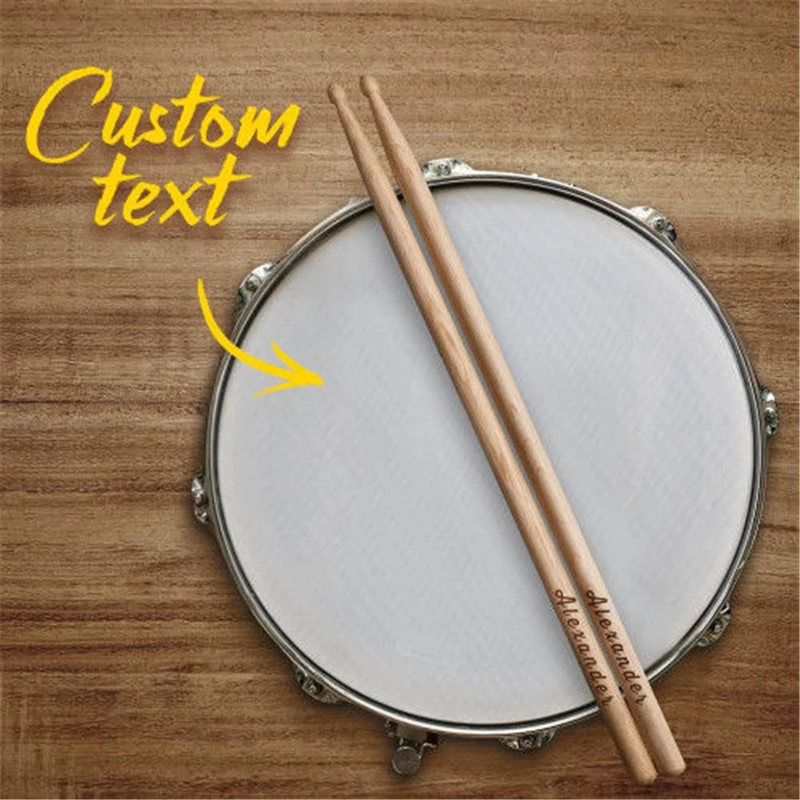 Drumsticks PAIR Personalized Laser Engraved Hickory Wooden Gift for Drummer Boyfriend Husband Father