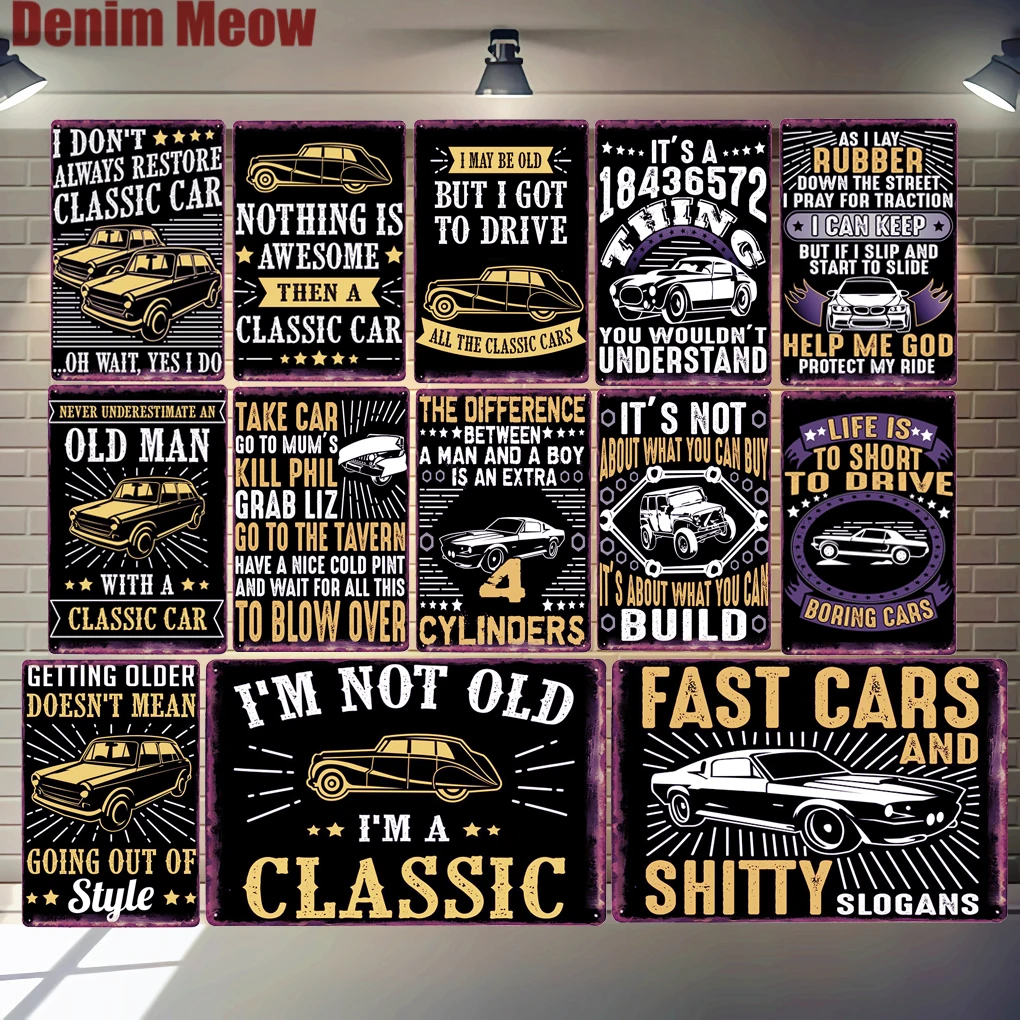 Carros De Corre o Placa Shabby Chique Metal Estanho Sinais Cl ssico 