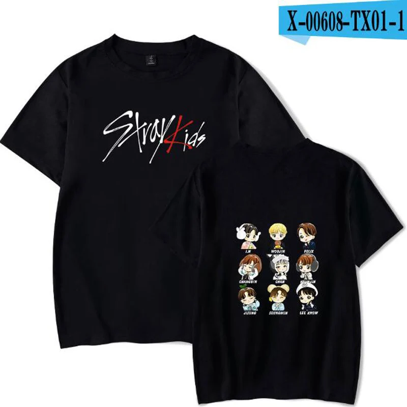 Защищает Детские Kpop футболки MINHO JISUNG WOOJIN CHANGBIN Феликсом в Корейском стиле, уличная одежда в стиле «хип-хоп», короткий рукав Футболка straykids - Цвет: 008