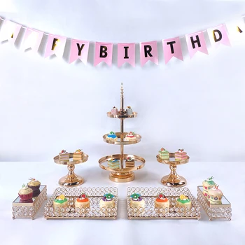 

Mirror plating cake stand cupcake tray cake tools home decoration dessert table decorating party suppliers Wedding Display