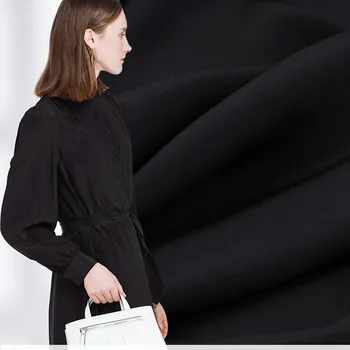 

114 cm wide black silk fabric 24mm silk crepe de chine fabric meter dress shirt solid color fabric wholesale silk cloth