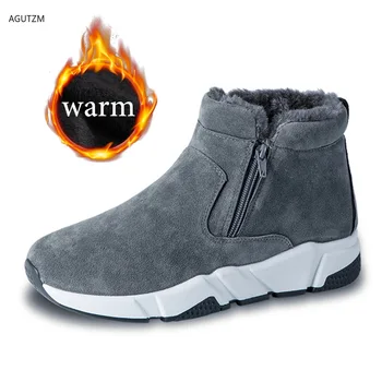 

Winter Suede Men Casual Shoes Fashion Sneakers Man Snow Boots Shoes High Cut Two Zipper Male Fur Plush Warm Shoes Booties z322