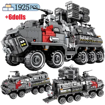 

City Wandering Earth WW2 Military Tank Transport Car Building Blocks for Technic Cargo Van Carrier Bricks Toys for children gift
