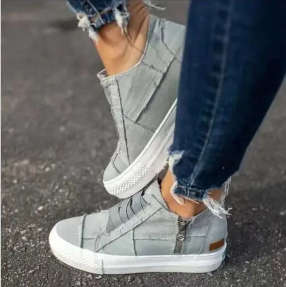 

Plus Size Casual Women Shoes 2020 Summer Autumn Canvas Platform Ladies Sneakers Elastic Band Flat Women Vulcanize Shoes