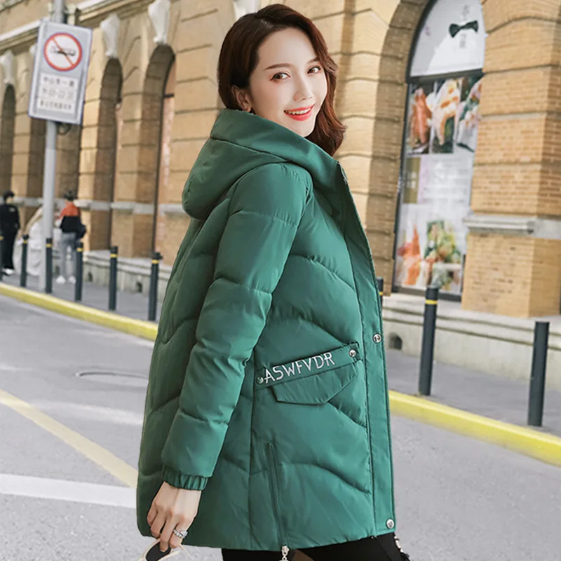 

AliExpress WOMEN'S Quilted Cotton Coat Mid-length 2019 Autumn & Winter Europe And America Slim Fit Cotton-padded Clothes Mid-len