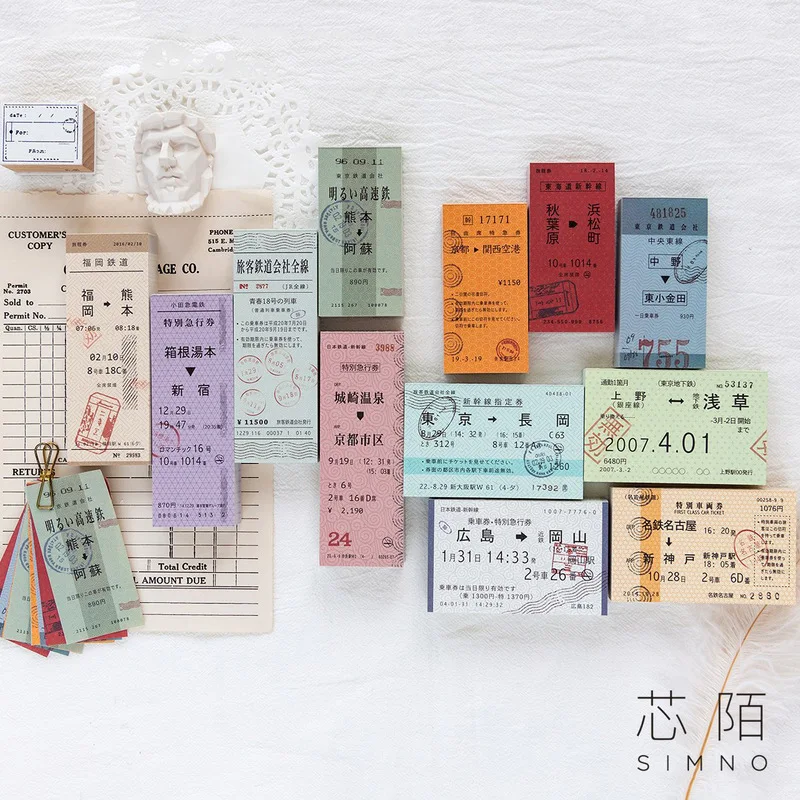 

WOKO 100 sheets Vintage Japanese Ticket Memo Pad Sticky Notes Memo Note Paper Retro Receipt Words Phrases Stickers Message note