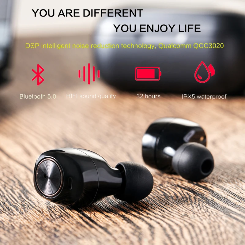 Wireless Headphones APTX Audio QCC3020 Chip Bluetooth Earphone TWS Earbuds HD Music Headset IPX5 Waterproof 8h Playtime With Mic