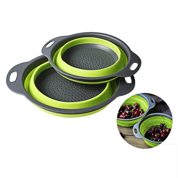 

2 x Collapsible Colanders (Strainers) Set kitchen Strainer Space-Saver Folding Strainer Colander
