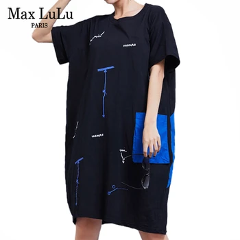 

Max LuLu 2020 Fashion Summer Ladies Patchwork Elegant Dresses Women Casual Printed Dress Female Loose Cotton Vestidos Streetwear