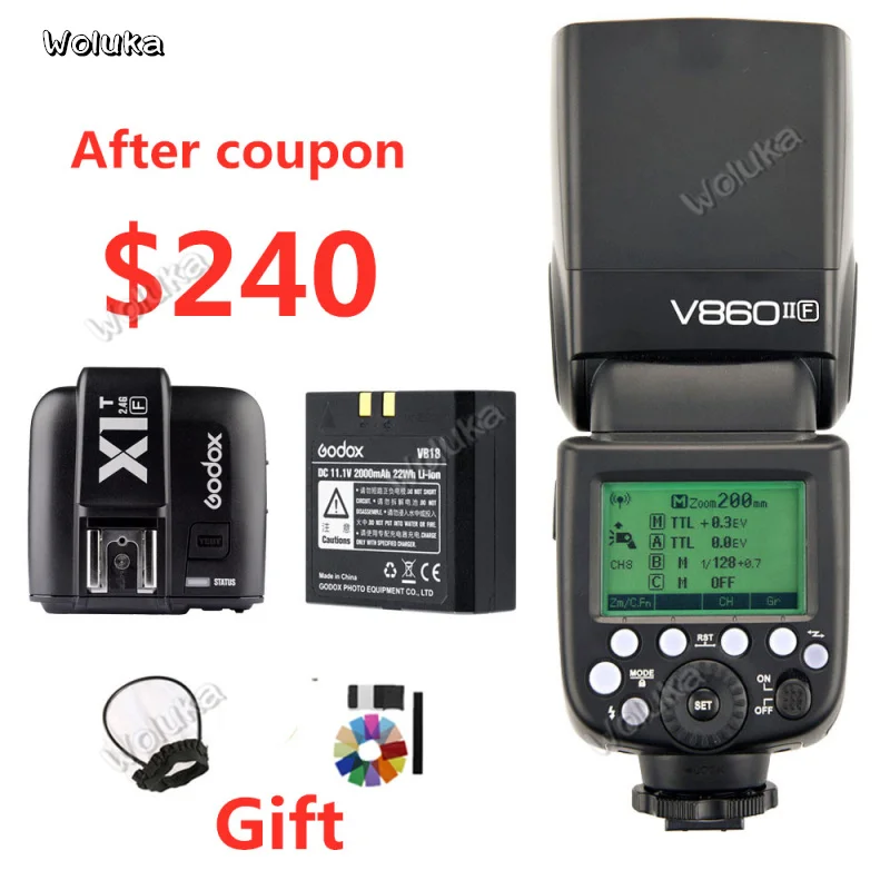 Godox Вспышка V860II X1T комплект литий-ионная батарея ttl 1/8000s HSS для камеры C/N/S/F/O CD50 T03