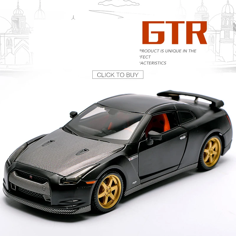 

Car Toys Diecast Model Car GTR Super Sports Cars Simulation Alloy Model Vehicle Flexible Rotation Toys For kids Gifts Toys