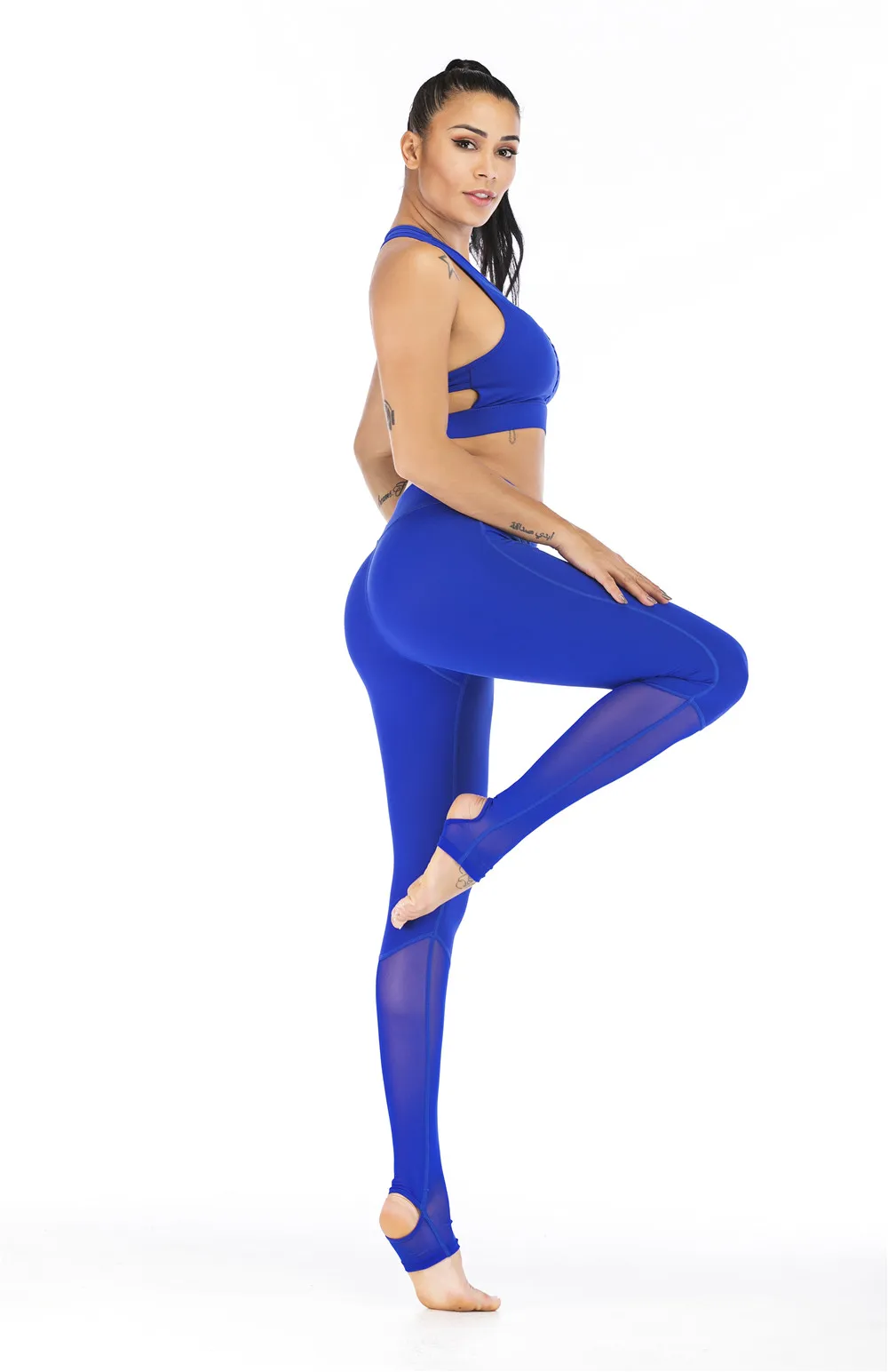 Спортивная одежда das mulheres conjunto cor sólida costura correndo aptidao леггинсы футболка esportes das mulheres conjunto s-l