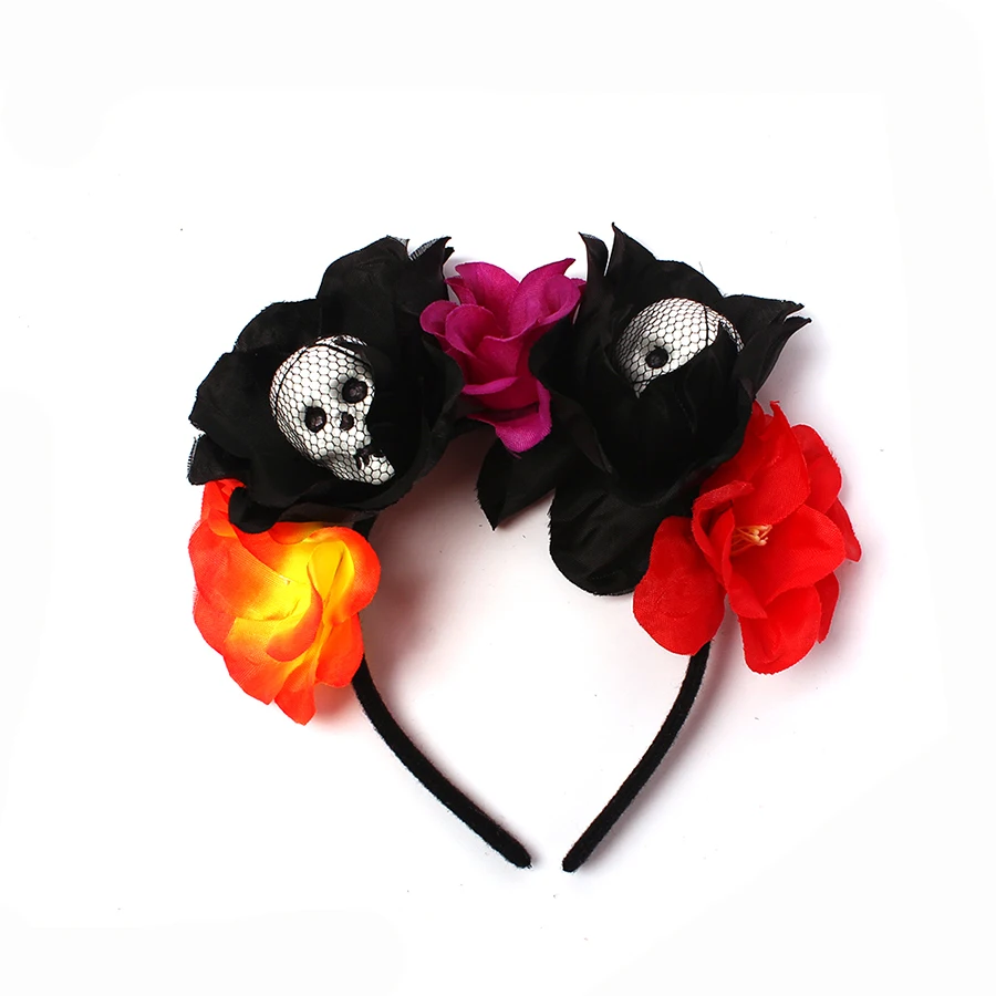 Children Day Of The Dead Halloween Costume Girls Skeleton Skull Dia Muertos Fancy Tutu Dress with Headband Cosplay Party Dress (15)