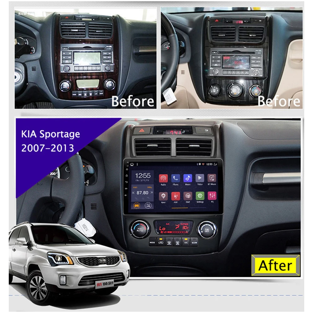  AUTO Radio For KIA Sportage 2007-2013 Car DVD player 2G+32G Android 8.1 9