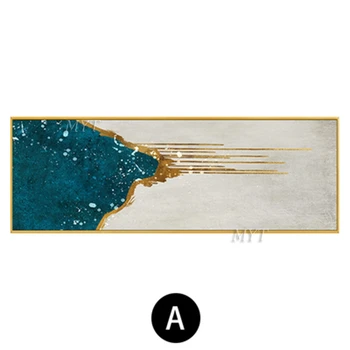 

Gold Line Blue White Abstract Oil Painting Handpainted High Quality Wall Art Home Decor Picture Modern On Canvas Unframe