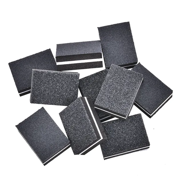 10Pcs Professional Mini Sponge Nail Polish Sanding Buffer Strips Tools Nail Art File Double-sided Small Manicure Sponge File Black