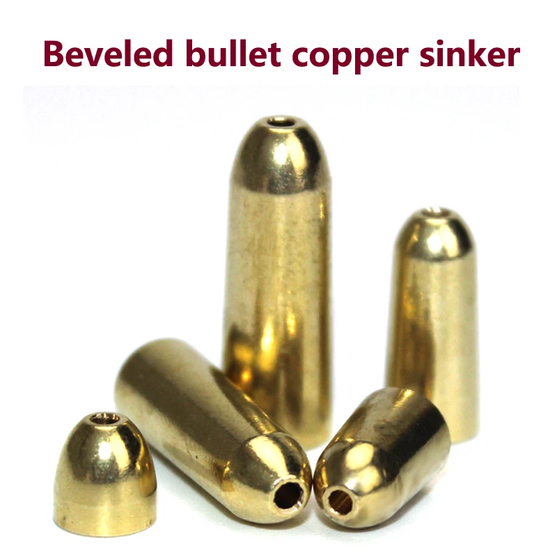 5pcs Saltwater Fishing Bullet Shape Copper Weights Metal Jig Head Deep Water Sinkers For Hook Lure Texas Rig Tackle Accessories