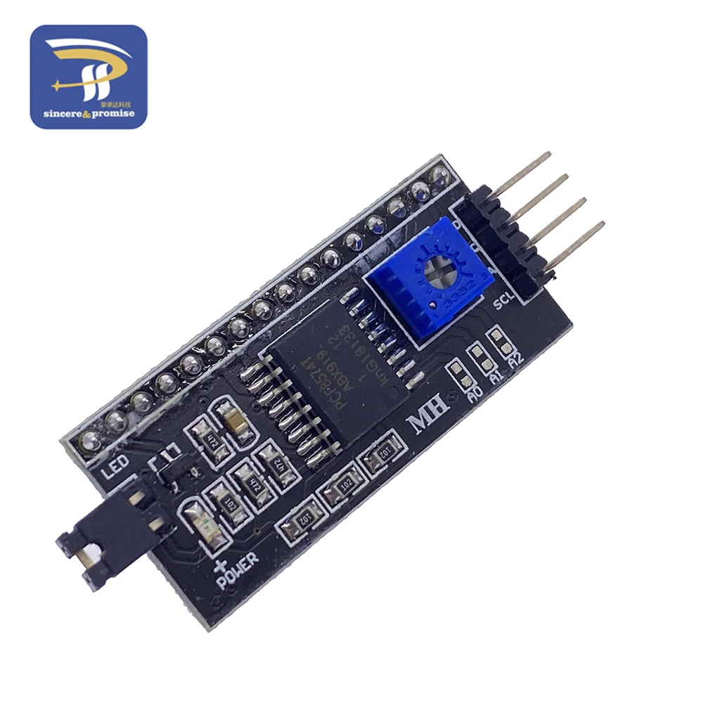 Фото Модуль адаптера интерфейса PCF8574, модуль «сделай сам» для Arduino символов 5 В, ЖК-синий экран 1602 А 16x2 HD44780 IIC/I2C Serial PCF8574 №2