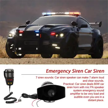 

Hot Tone Sound Car Emergency Siren Car Siren Horn Mic PA Speaker System Emergency Amplifier Hooter 12V 80W 2019