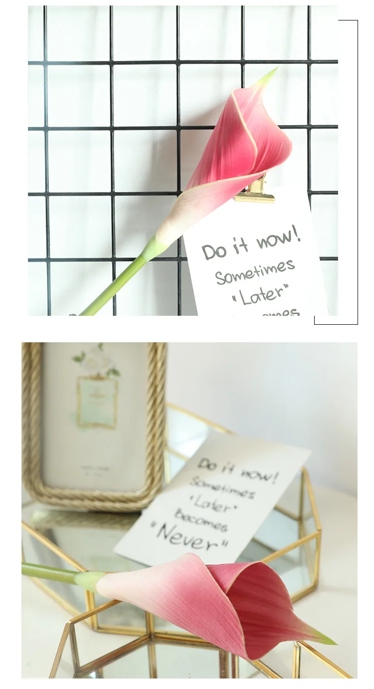 JAROWN PU 인공 꽃 칼라 릴리 무리 가짜 꽃 웨딩 부케 DIY 테이블 홈 웨딩 장식 녹색 식물 Tuin Decoratie (25)