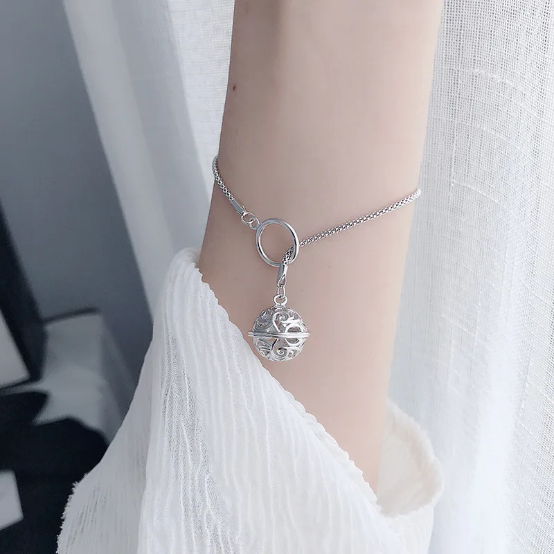

S925 Fine Silver Palace Bell Bracelets TV Celebrity Style Bell Bracelets Cool Elegant Women's Trend Students Accessories