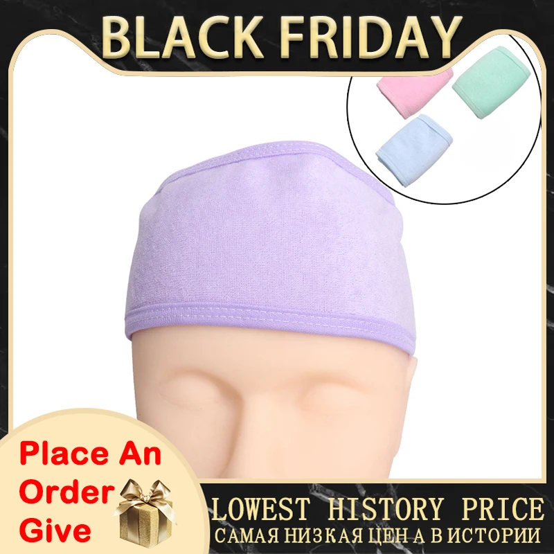 

Eyelashes Extension Spa Facial Headband Make Up Wrap Head Terry Cloth Headband Stretch Towel with Magic Paste Makeup Hairband