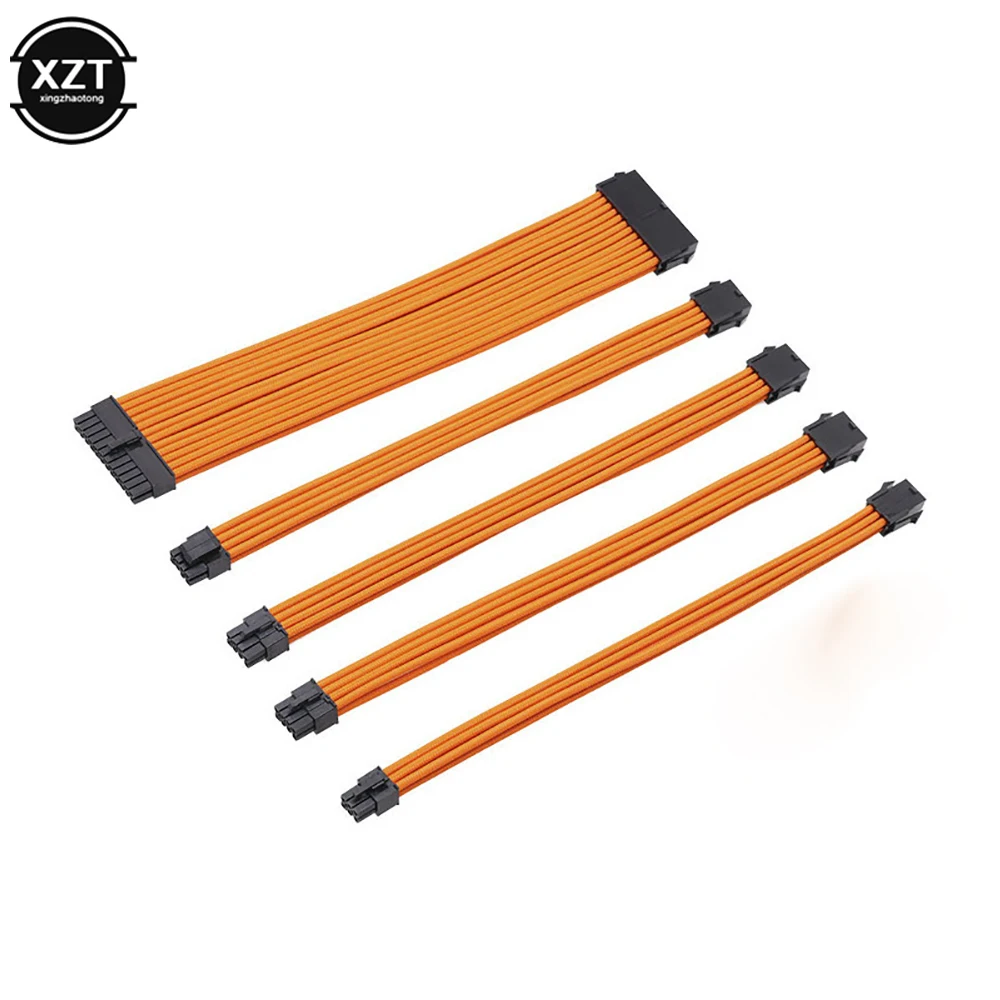 Conjunto 30cm Atx Kit de Cabo de Extensão Básica pc Gpu Cpu 24 Pinos Pinos 6pin Mais 4pin Fonte de Alimentação Sleeved Fio Conectores de Computador 1 - Imagem 5