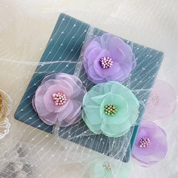 

3 pieces lace Artificial Flowers badges patches Home Wedding party bride DIY Garland Headdress cake topper Decoration accessori