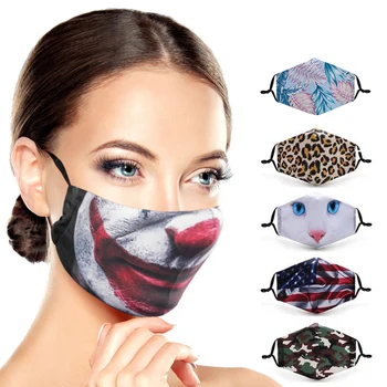

Fashion Funny 3D Printed Mask Dust Proof Cotton Protective Masks Reusable Mouth Face Mask Mouth-muffle Breathable Washable Masks