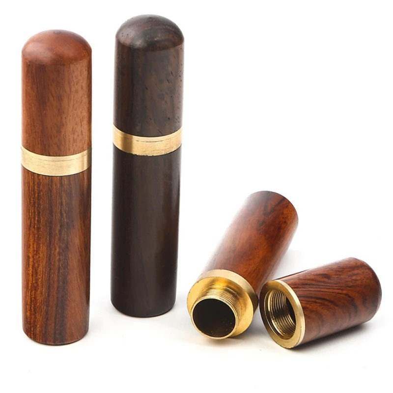 

Round Mahogany Needle Stroage Box Practical Thicken Portable Household DIY Needle Storage Tube Not Inclued Needle