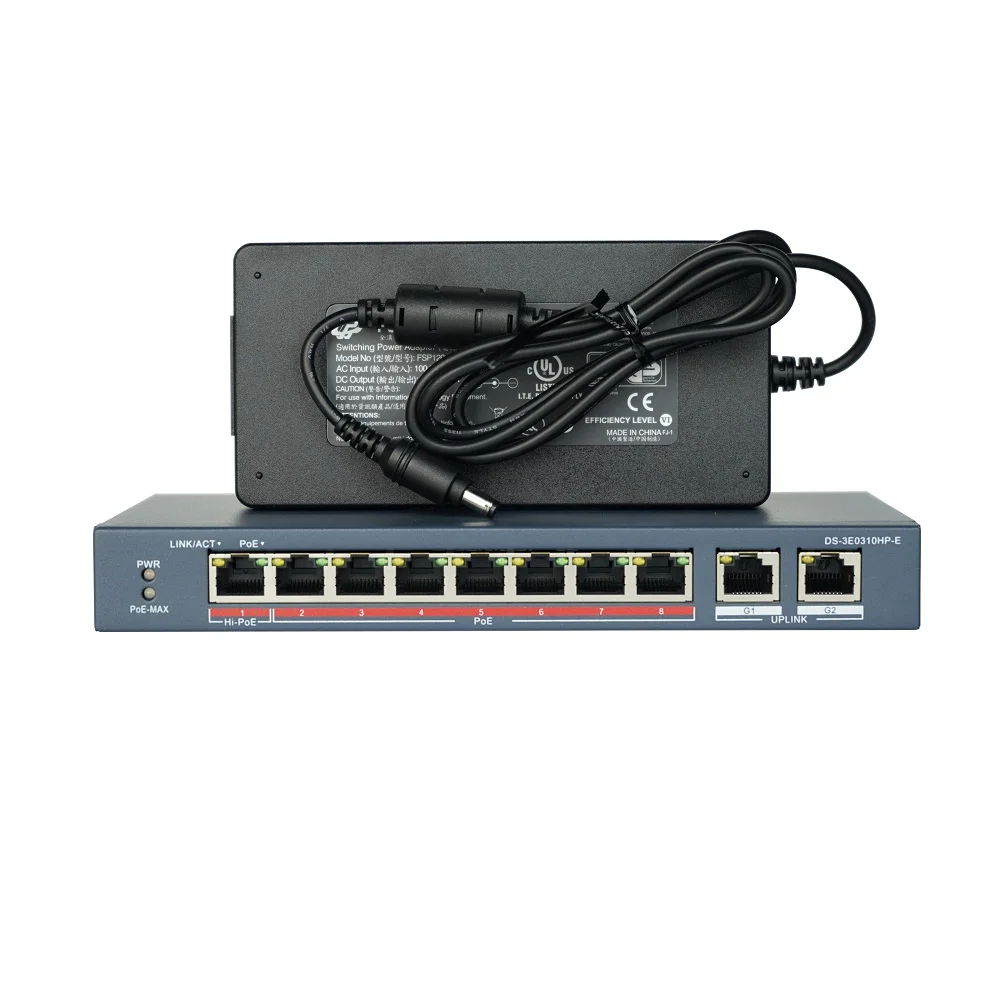 HIK с логотипом 4CH 8CH Hi-PoE сетевой коммутатор, POE LAN Swtich, DS-3E0106HP-E DS-3E0310HP-E встроенный порт Hi-PoE