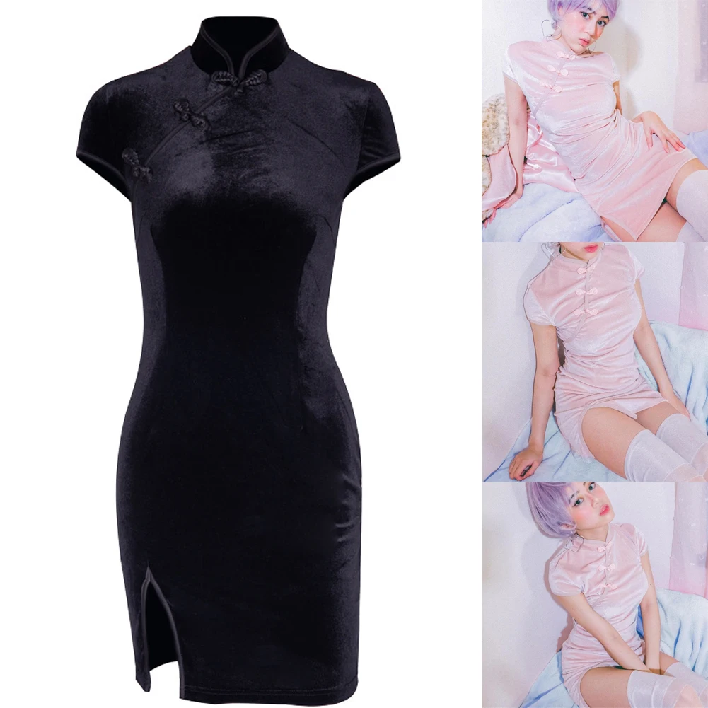 Goocheer Новое поступление Vestido chino para mujer Cheongsam Bodycon Азиатский QiPao вечернее Черное мини Vestido сексуальное Terciopelo