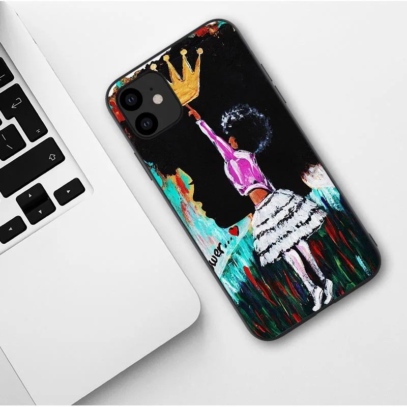 TPU Черный Африканский художественный чехол для iPhone X XR XS Max 8 7 Plus 6 6s Plus melanin poppin силиконовый чехол для iPhone 11 Pro Max - Цвет: TPU