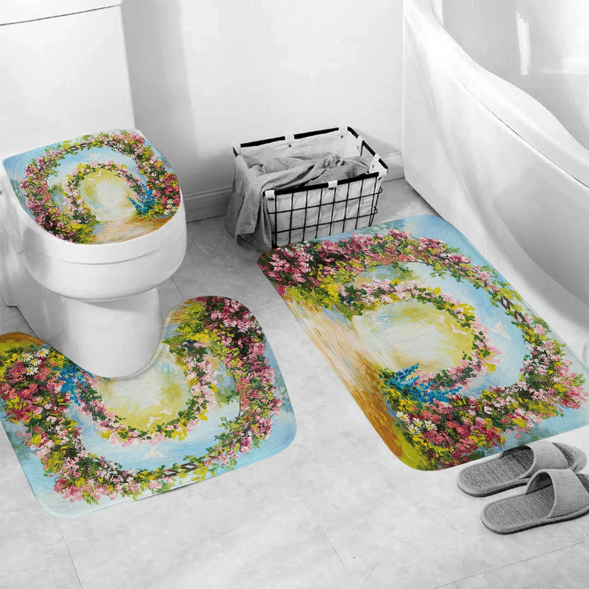 Цветочная арочная дверь дневная душевая занавеска для ванной комнаты набор s