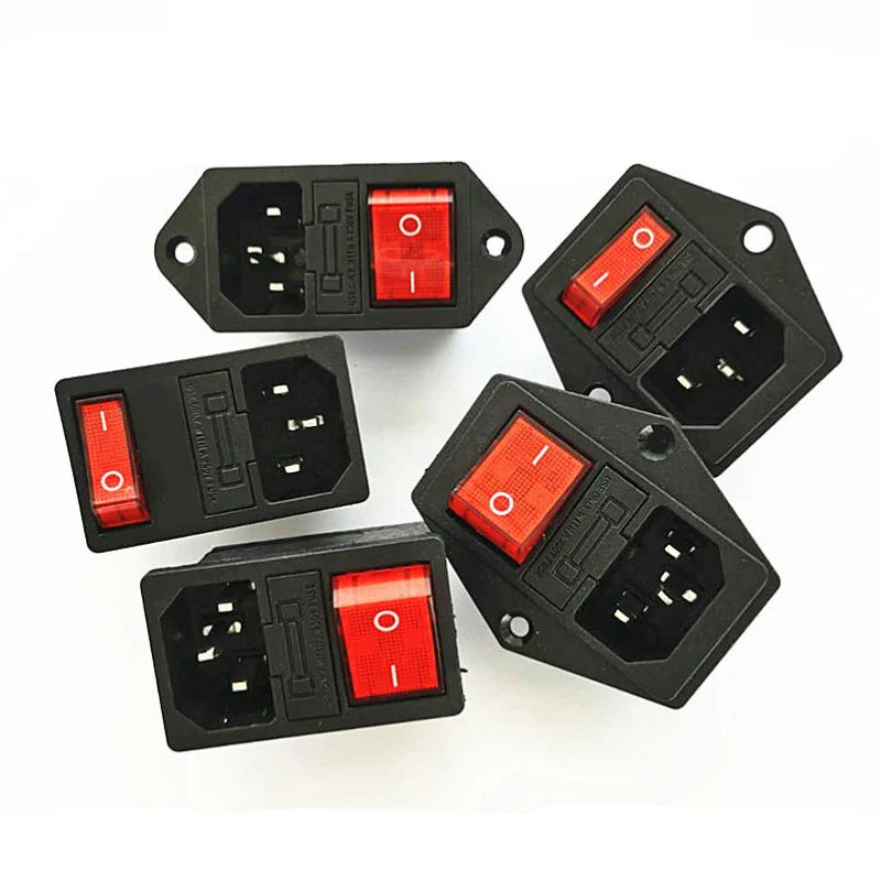 IEC320C14OnepieceAllcopperACPowerSocketLightSwitchFuseThree