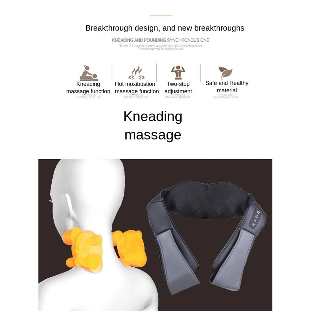 Portable U Type Massage Shawl Simulation Knead Massager For Neck Shoulder Body Warm Moxibustion Ele