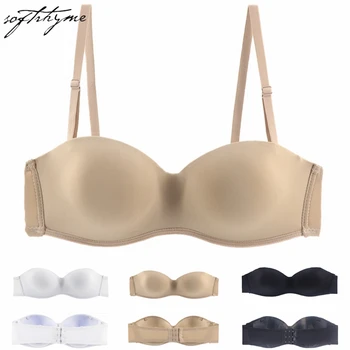 

Softrhyme Invisible Seamless Wedding Bra for Ladies Balconette Bra for Women No-padding Strapless Bra Sexy Lingeire for Girls