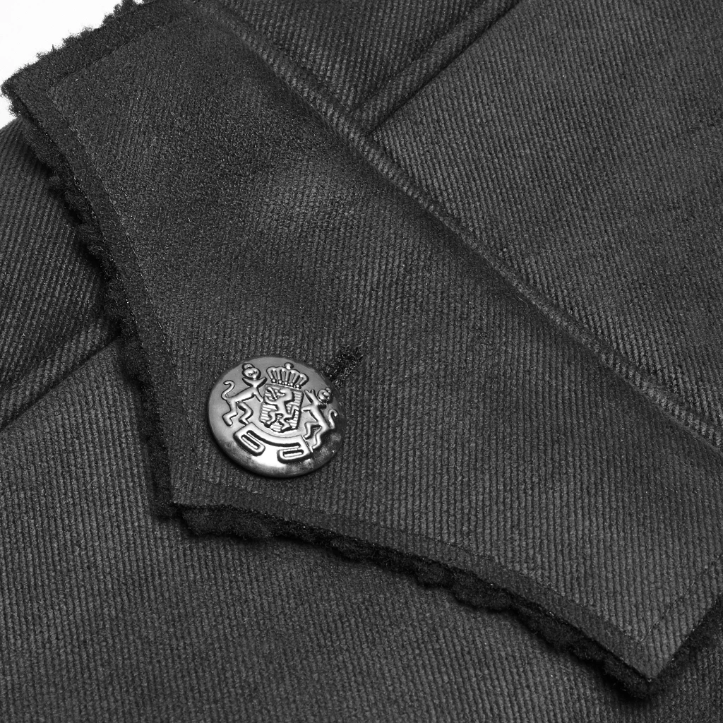 Панк рейв Мужской панк Военный стиль средней длины куртка тканая бархатная ткань красивая индивидуальность мода зима длинный плащ