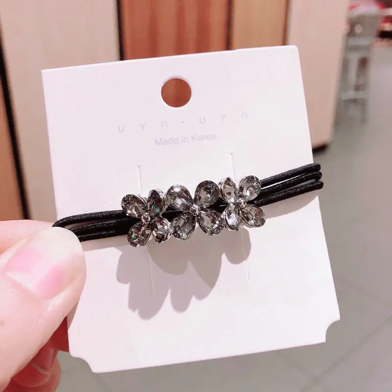 Корейская лента для волос, эластичная резинка для волос, аксессуары для волос, головной убор для простой леди, синий искусственный кристалл, кольцо для волос G1129
